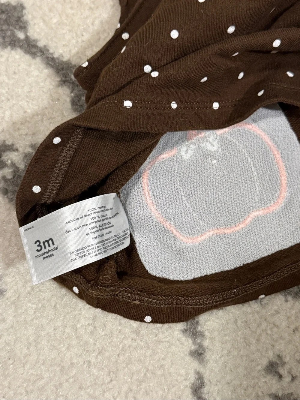 Carter's Brown Polka Dot Pumpkin Pinafore Dress 3m